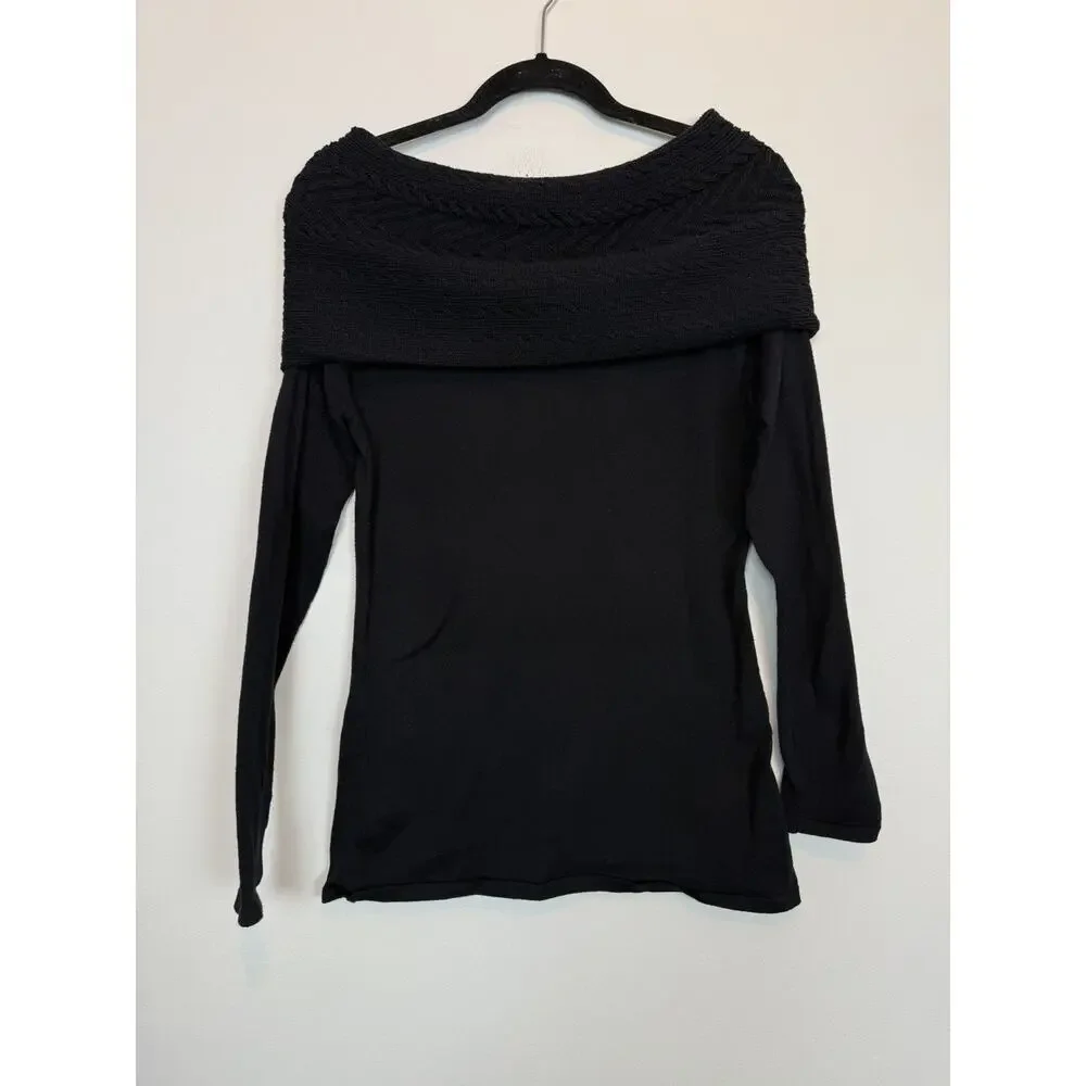 White House BLack market black off the shoulder black sweater SM